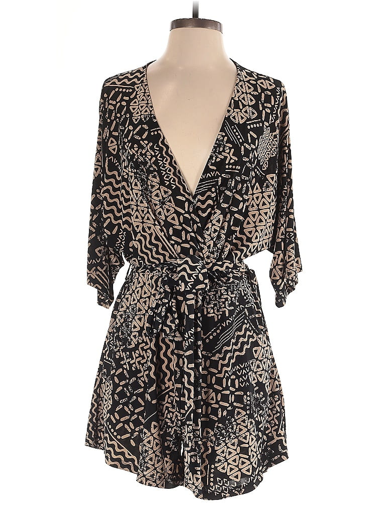 Veronica M. Animal Print Gold Ivory Romper Size S - photo 1
