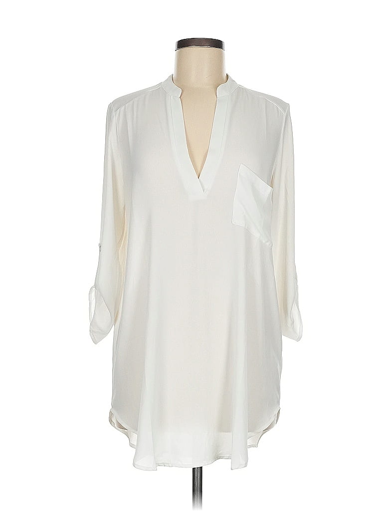 Lush 100% Polyester Ivory White 3/4 Sleeve Blouse Size M - photo 1