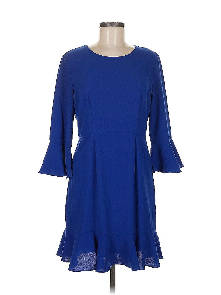 Everly 100% Polyester Solid Blue Casual Dress Size M - photo 1