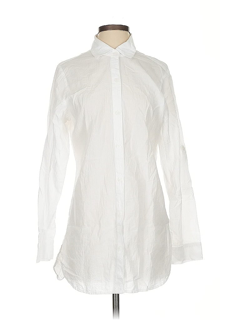 Pre-owned Tommy Bahama Long Sleeve Blouse In White