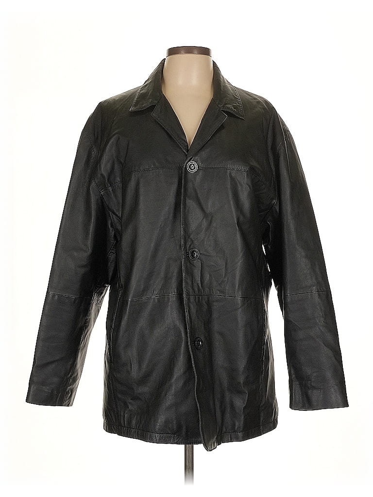 Kenneth Cole REACTION 100% Recycled Polyester Black Faux Leather Jacket Size M - photo 1