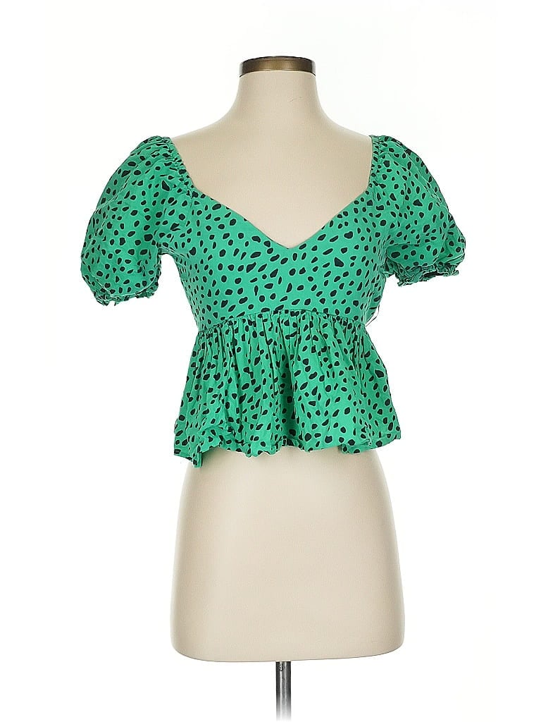 Pre-owned Urban Outfitters Short Sleeve Blouse In Green