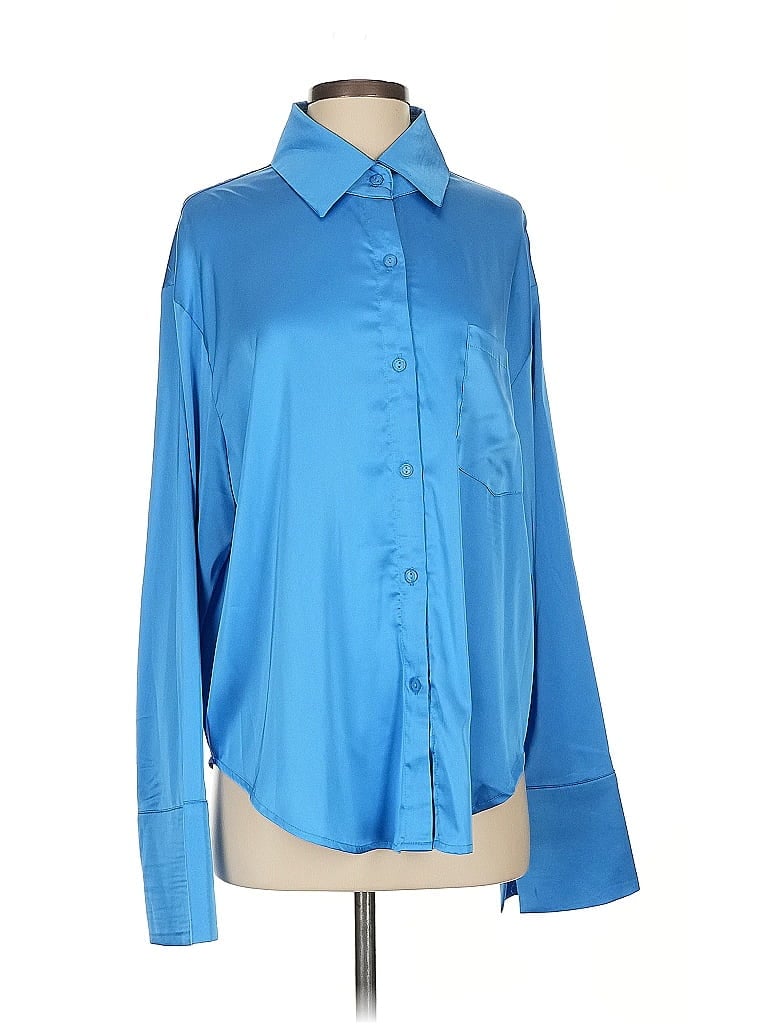 Pre-owned Beige Botany Long Sleeve Blouse In Blue