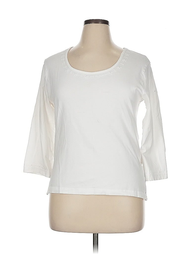 Pre-owned Geoffrey Beene 3/4 Sleeve T-shirt In White