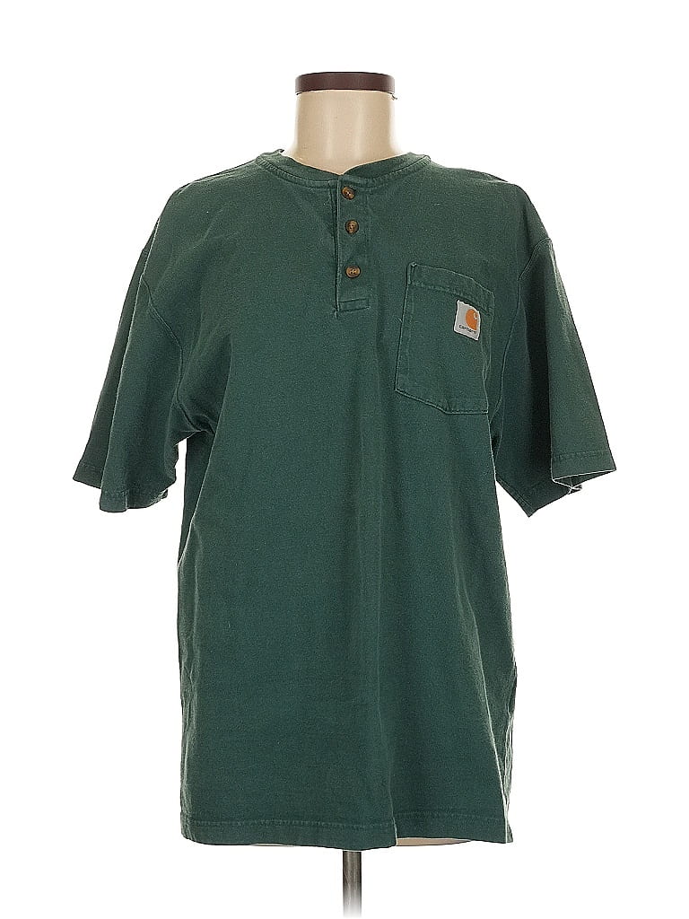 Carhartt 100% Cotton Green Short Sleeve Henley Size M - photo 1