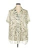 LOGO by Lori Goldstein 100% Polyester Tropical Silver Short Sleeve Blouse Size 2X - photo 1