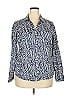 Foxcroft 100% Cotton Animal Print Blue Long Sleeve Blouse Size 18 - photo 1