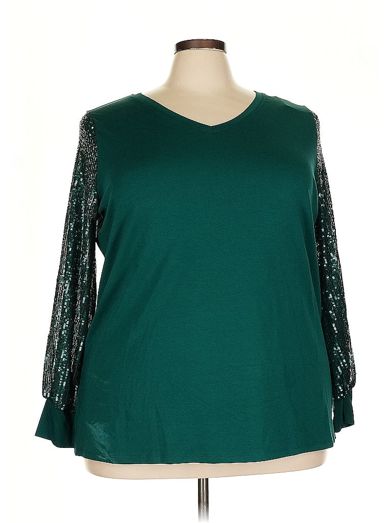 Belle By Kim Gravel Green 3/4 Sleeve Top Size 3X - photo 1