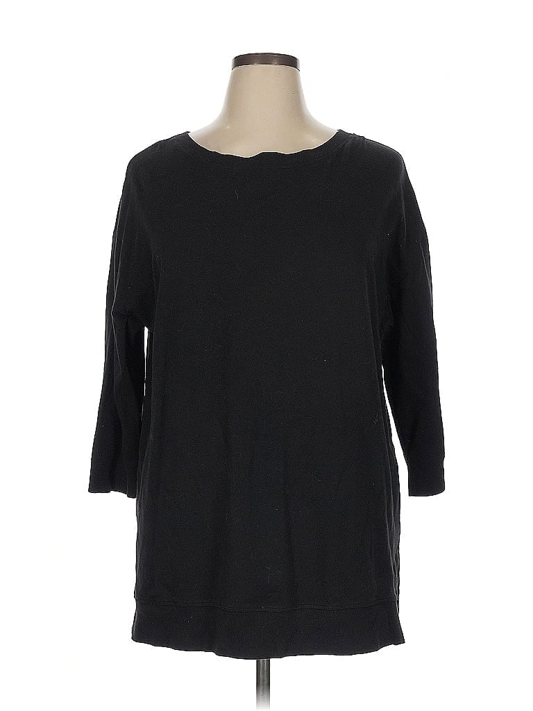 Pre-owned Zenergy By Chico's 3/4 Sleeve T-shirt In Black