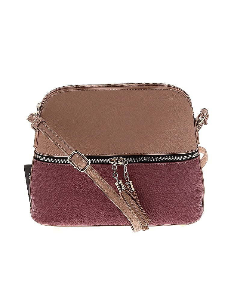 Assorted Brands 100% Polyurethane Color Block Burgundy Tan Crossbody Bag One size - photo 1