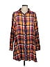 Soft Surroundings Plaid Checkered-gingham Pink Burgundy 3/4 Sleeve Button-Down Shirt Size L - photo 1