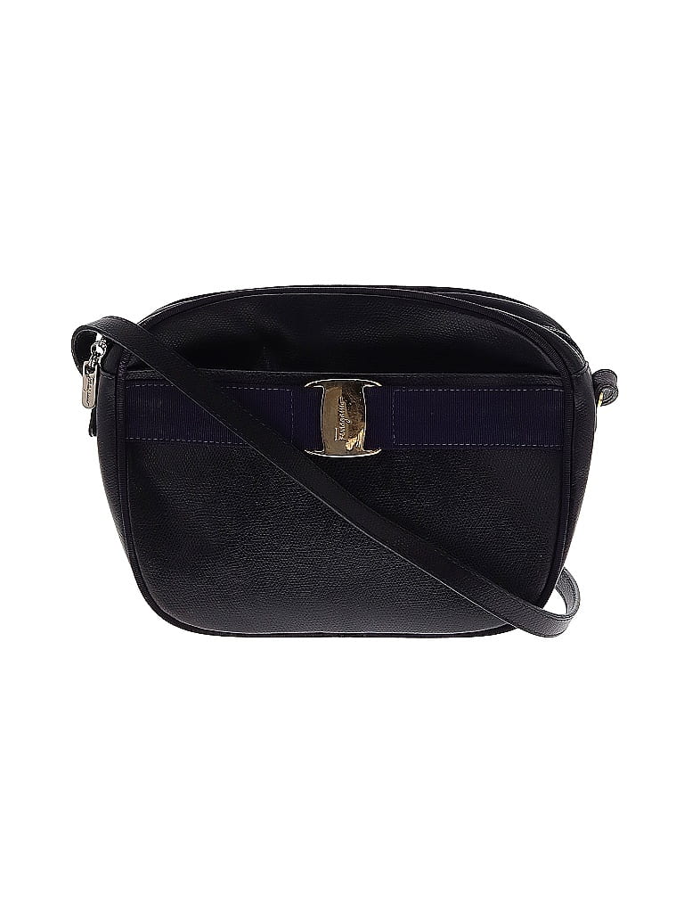 Salvatore Ferragamo 100% Leather Black Purple Leather Shoulder Bag One size - photo 1
