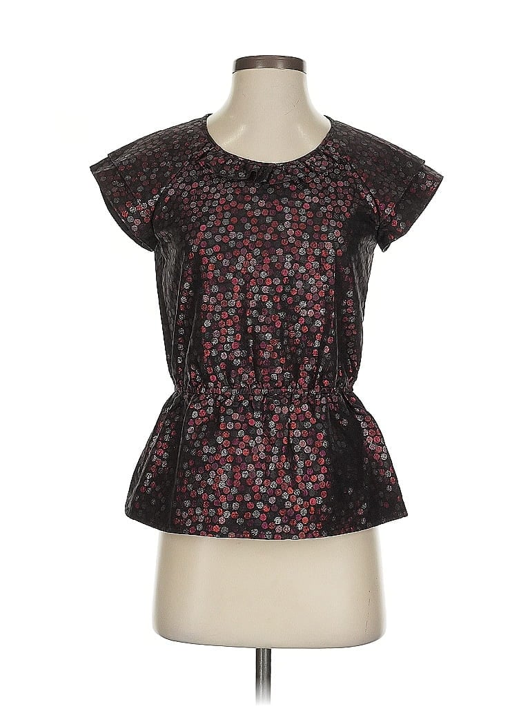 Pre-owned Marc By Marc Jacobs Short Sleeve Top Black Print Pattern Crew Neck Tops