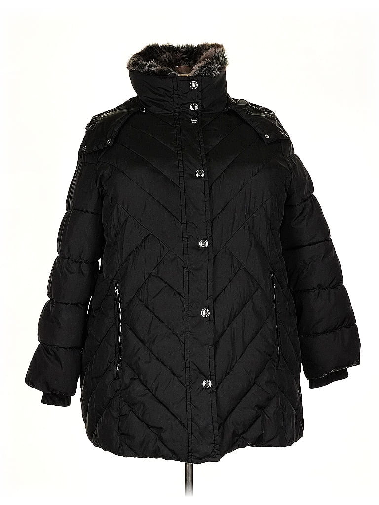 London Fog 100% Polyester Black Coat Size 2X - photo 1
