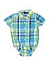 Wrangler Jeans Co Plaid Blue Short Sleeve Onesie Size 3-6 mo - photo 1