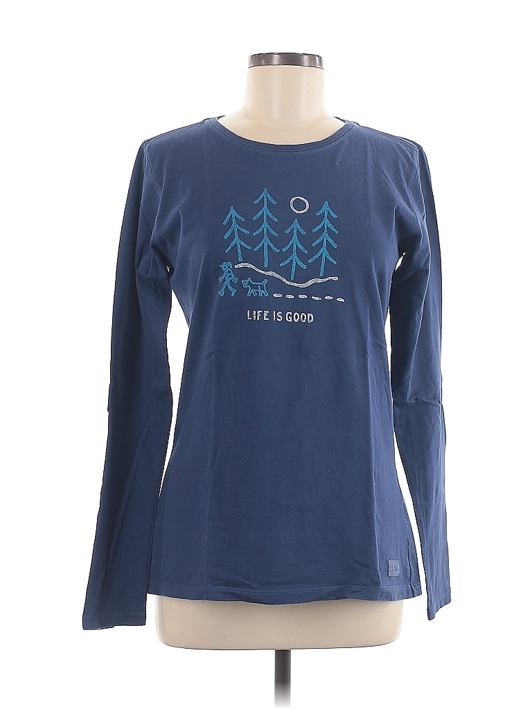 Life Is Good 100% Cotton Blue Long Sleeve T-Shirt Size M - photo 1