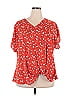 West Kei 100% Polyester Red Short Sleeve Blouse Size 2X - photo 1
