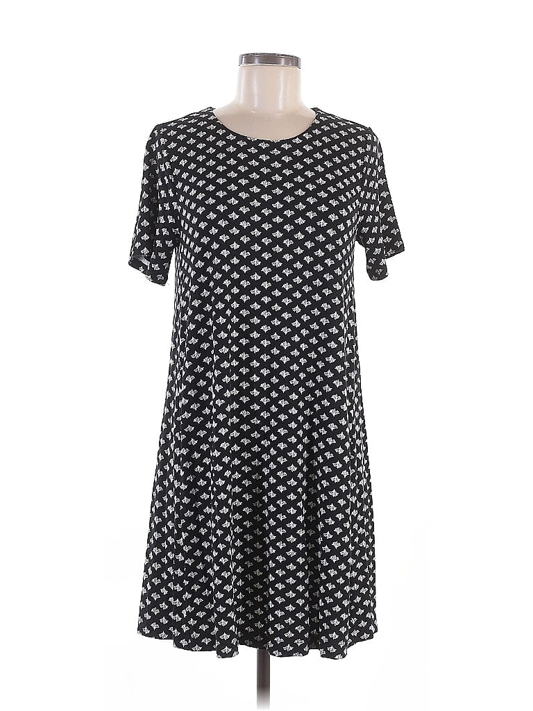 Ann Taylor LOFT Polka Dots Black Casual Dress Size M