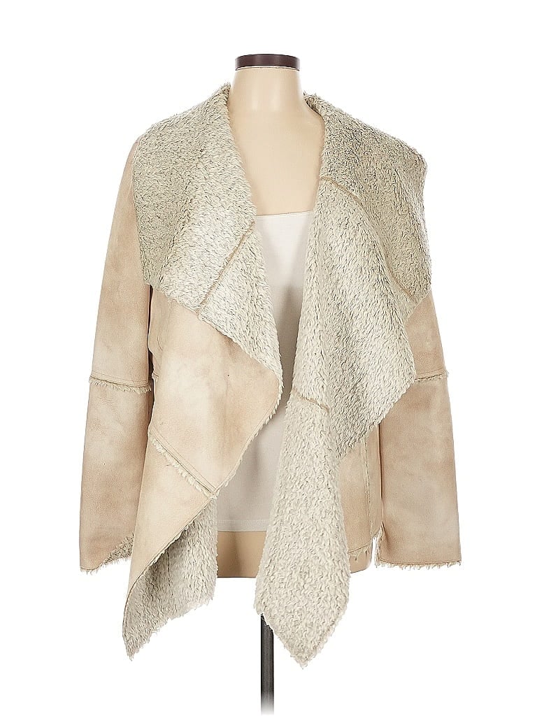 Tasha Polizzi Collection 100% Polyester Ivory Faux Fur Jacket Size L - photo 1