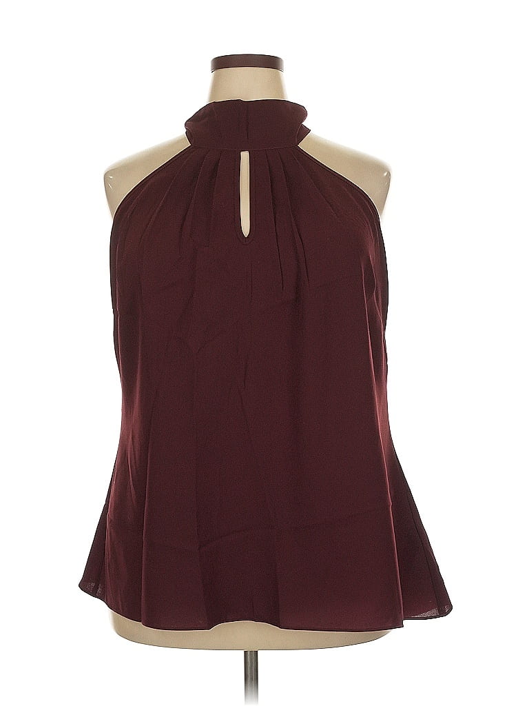 City Chic Burgundy Sleeveless Blouse Size 20 - photo 1