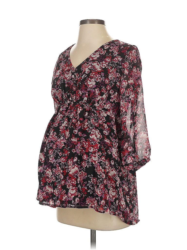 Isabel Maternity 100% Polyester Burgundy 3/4 Sleeve Blouse Size XS - photo 1