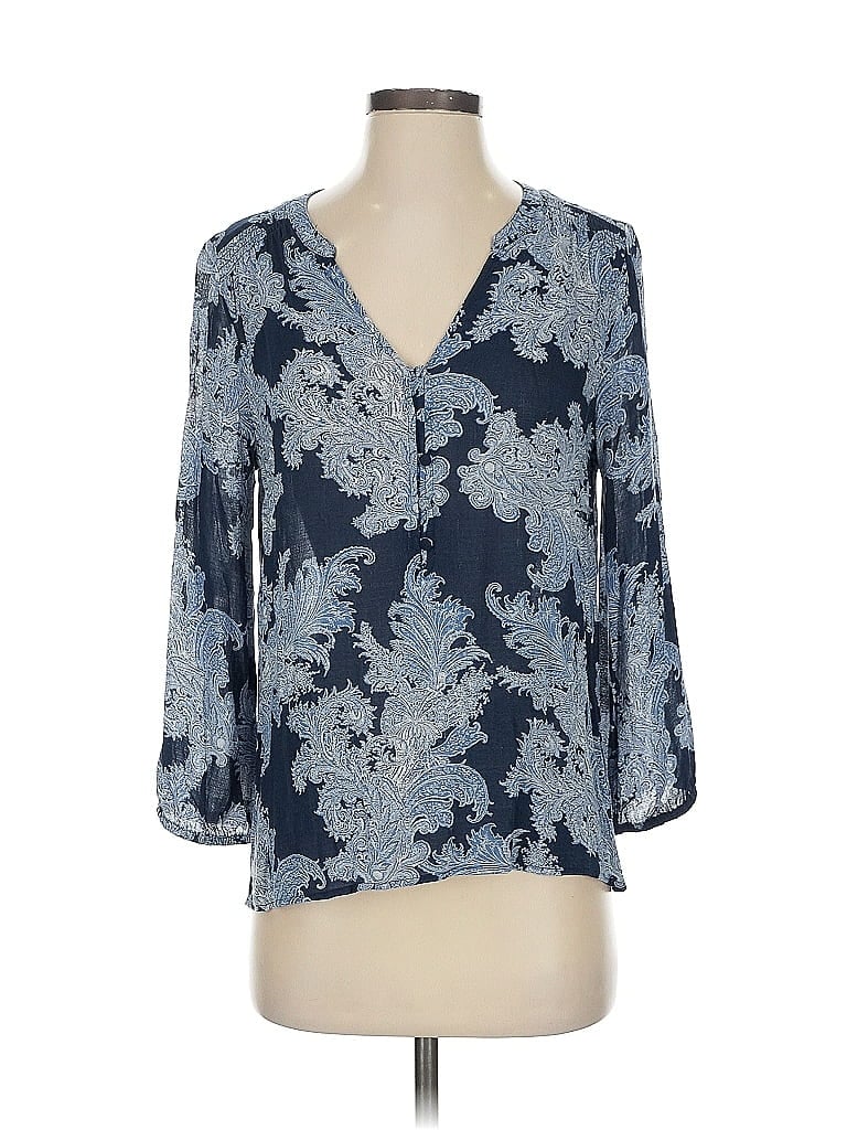 Pre-owned Lucky Brand 3/4 Sleeve Blouse In Blue