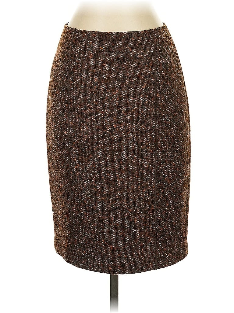Worth New York Tweed Brown Wool Skirt Size 2 - photo 1