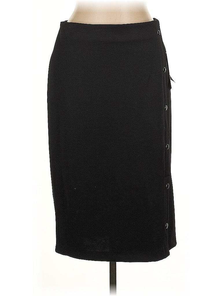 Bold Elements Solid Black Casual Skirt Size L - photo 1