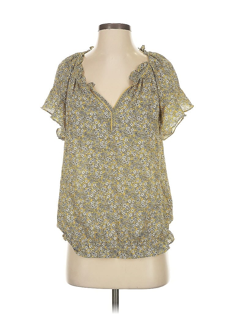 Pre-owned Max Studio Short Sleeve Blouse In Yellow