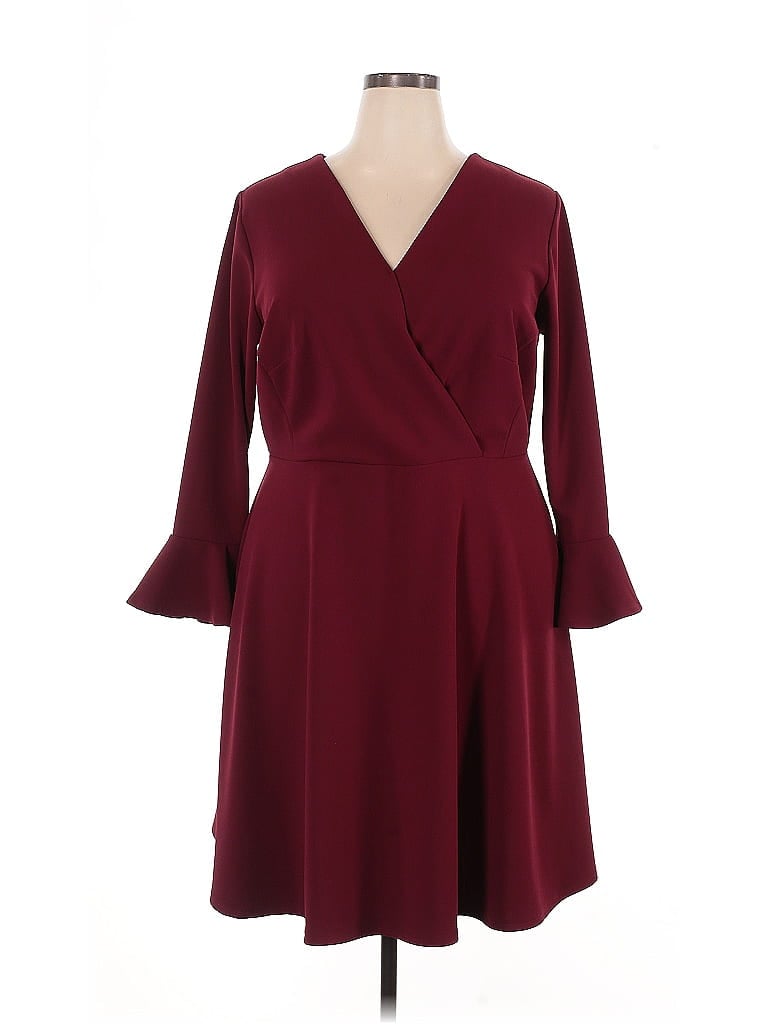Alexia Admor Solid Burgundy Cocktail Dress Size 1X - photo 1