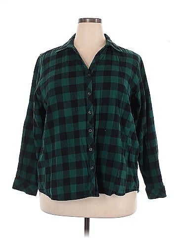Indigo 3/4 Sleeve Button-Down Shirt (view 1)