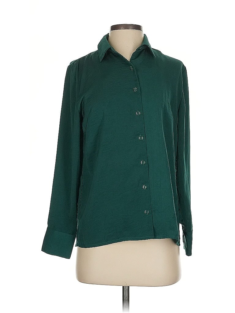 Pre-owned Assorted Brands Long Sleeve Blouse In Green