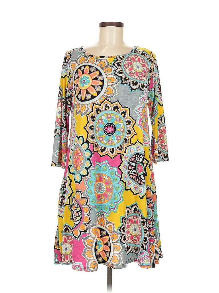HerShe Paisley Gray Pink Casual Dress Size M - photo 1