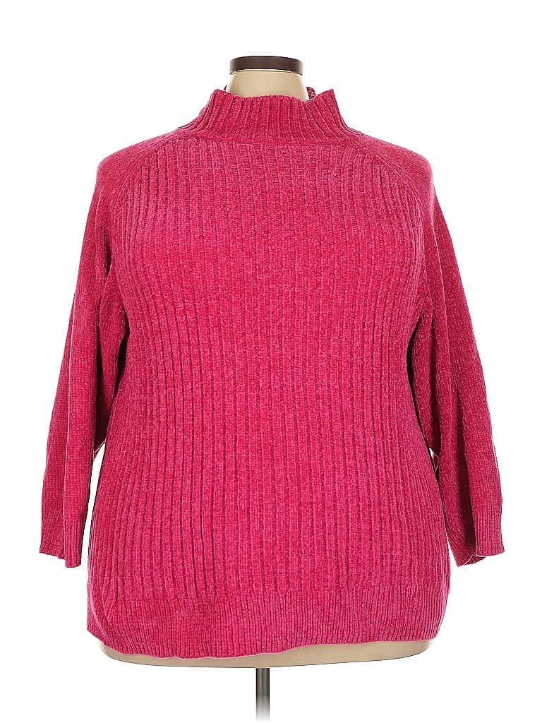 Terra & Sky 100% Polyester Pink Turtleneck Sweater Size 4X - photo 1