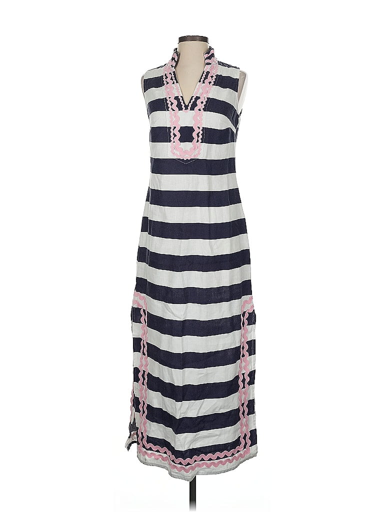 Sail to Sable 100% Linen Stripes Blue Casual Dress Size XS - photo 1