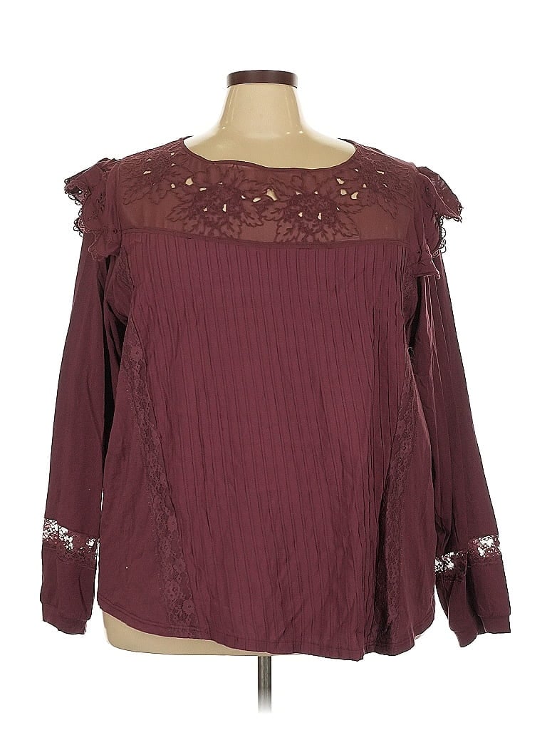 Tiny 100% Cotton Burgundy Long Sleeve Blouse Size 3X - photo 1