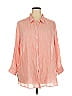 Catherines 100% Cotton Stripes Pink 3/4 Sleeve Button-Down Shirt Size 2X - photo 1