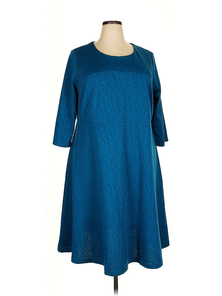 Roaman's Solid Blue Casual Dress Size 20 - photo 1