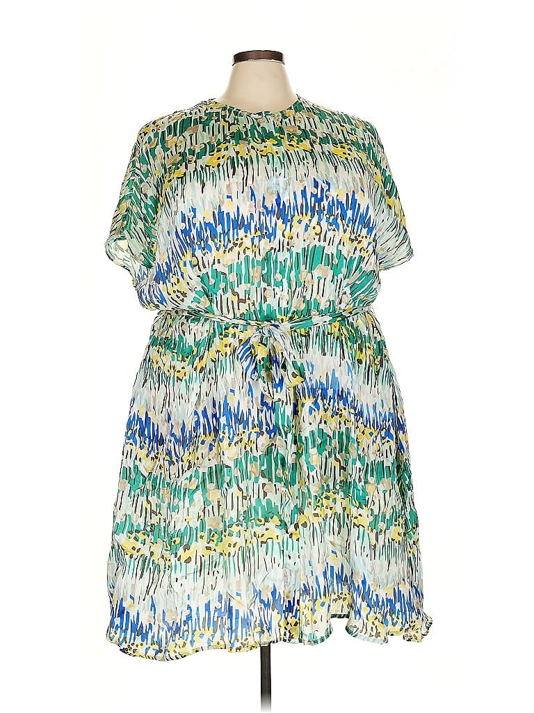 Frances Valentine 100% Viscose Print Green Casual Dress Size 3X - photo 1
