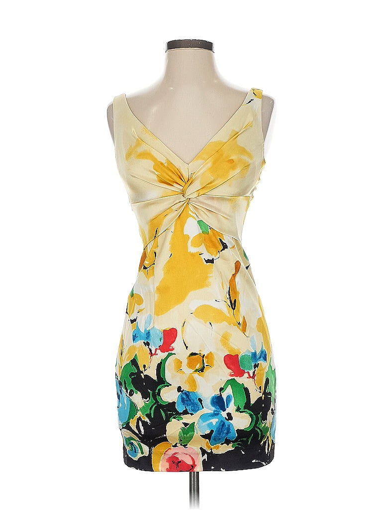 David Meister Tropical Yellow Cocktail Dress Size 4 - photo 1