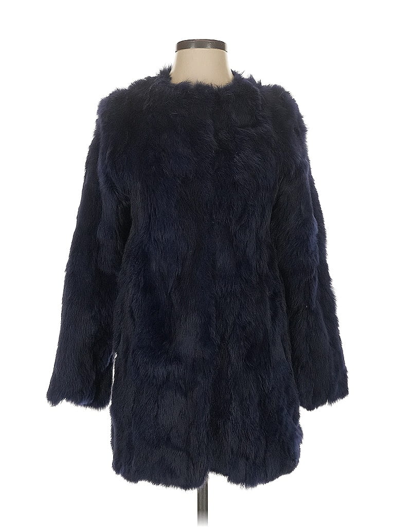 Adrienne Landau 100% Rabbit Fur Blue Rabbit Fur Coat Size S - photo 1