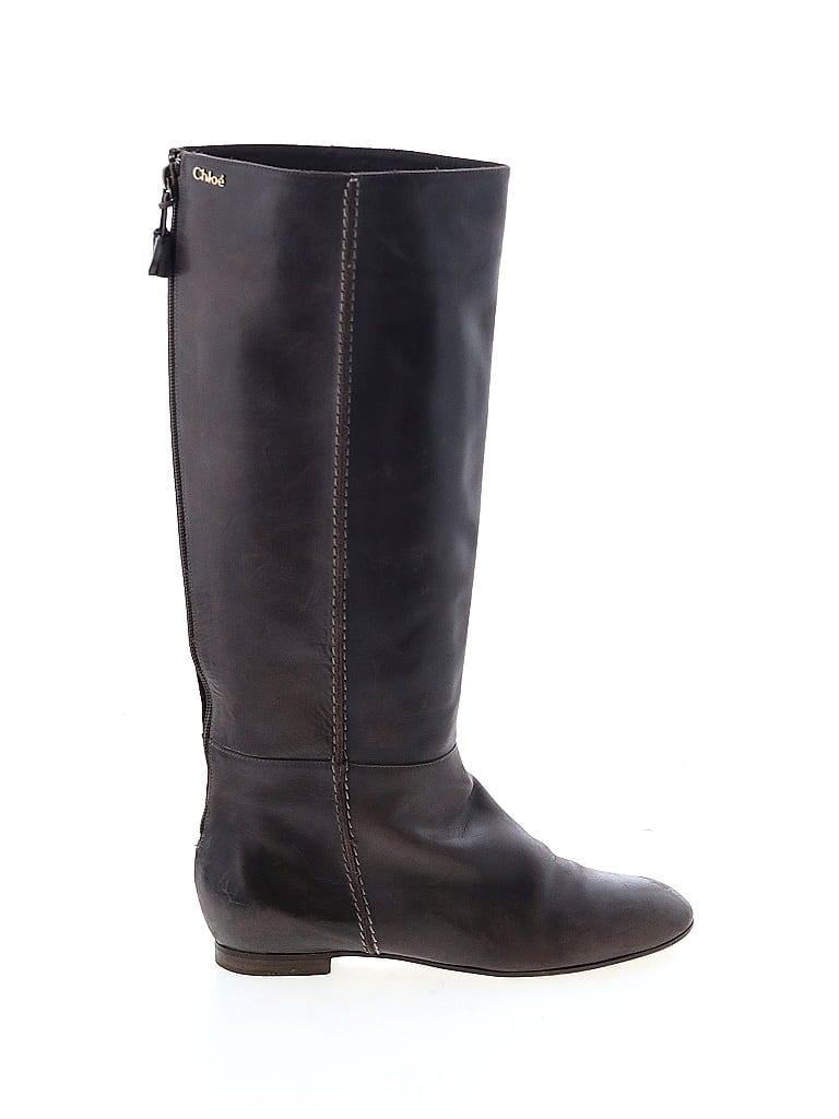 Chloé 100% Leather Black Brown Boots Size EU 38 - photo 1