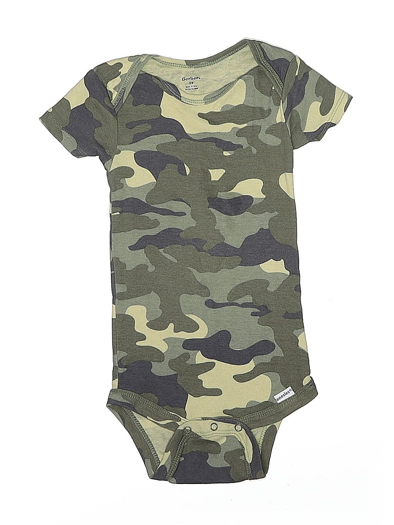 Gerber 100% Cotton Camo Green Short Sleeve Onesie 9-12 MO / 12 MO - photo 1