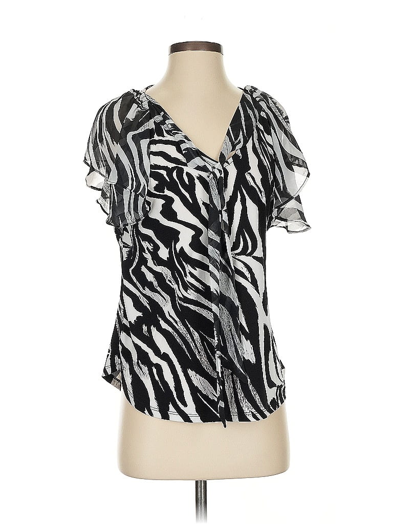 Pre-owned 7th Avenue Design Studio New York & Company Short Sleeve Blouse In Silver