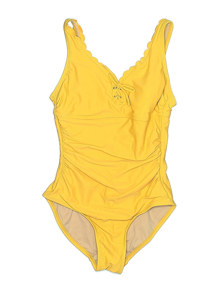 Shade & Shore Solid Yellow One Piece Swimsuit Size M 54 off ThredUp — free download