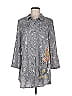Mystree Paisley Gray 3/4 Sleeve Button-Down Shirt Size M - photo 1