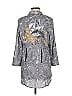 Mystree Paisley Gray 3/4 Sleeve Button-Down Shirt Size M - photo 2