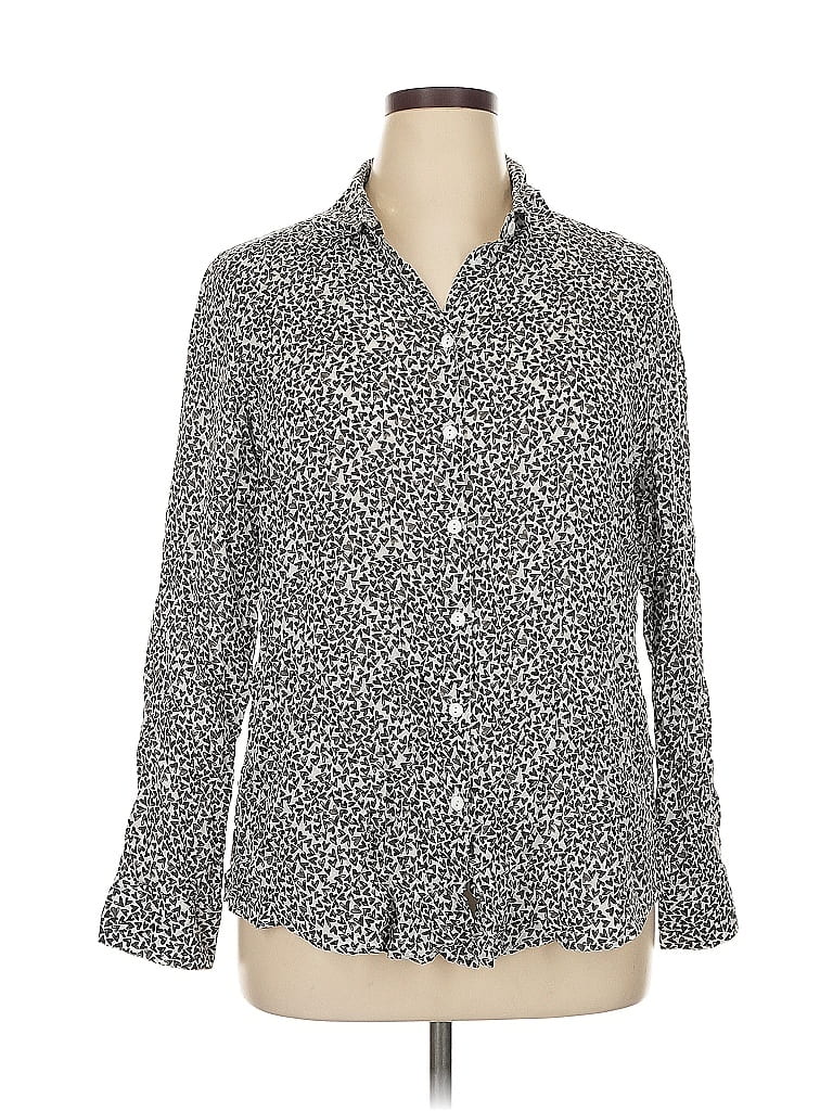 Foxcroft 100% Tencel Animal Print Gray Long Sleeve Button-Down Shirt Size 18 - photo 1