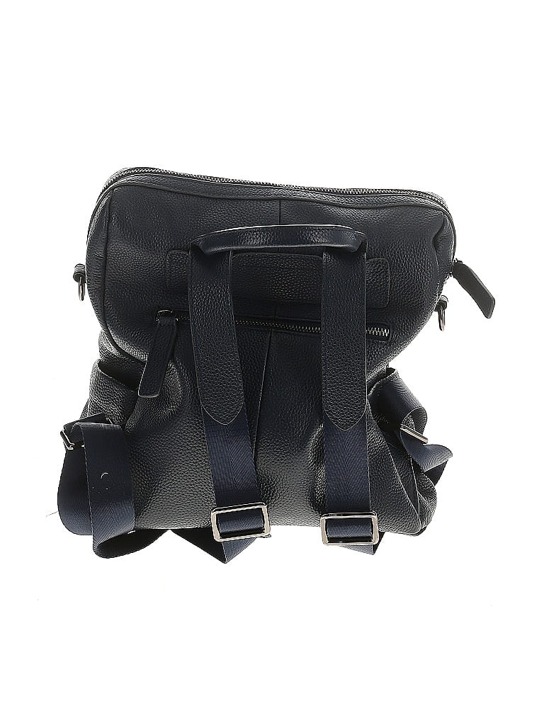 S-Zone 100% Leather Black Blue Leather Backpack One size - photo 1