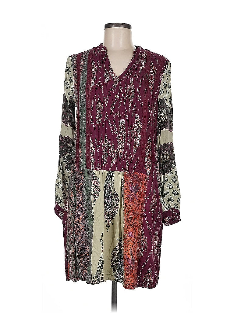 Tiny 100% Rayon Paisley Burgundy Casual Dress Size M - photo 1